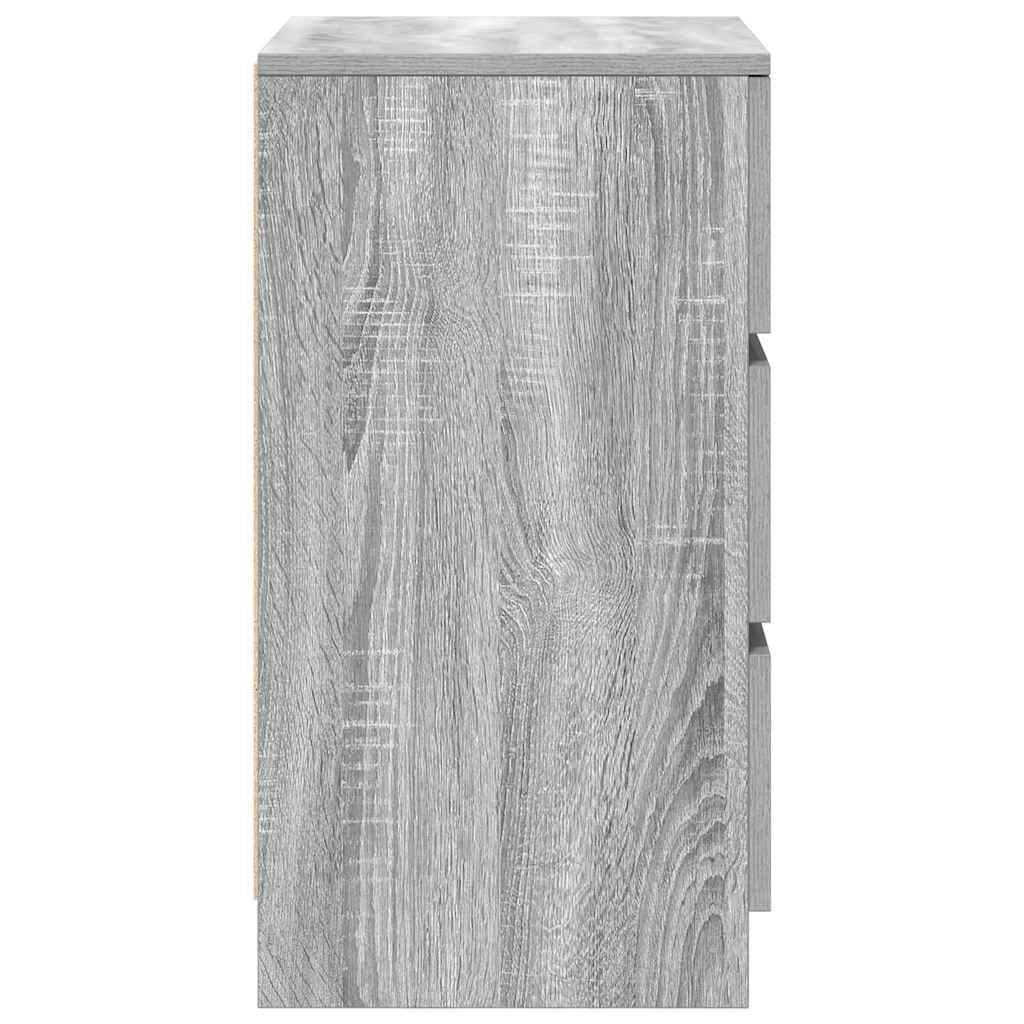 Noćni ormarići s 3 ladice 2 kom sivi sonoma 39x35x65 cm