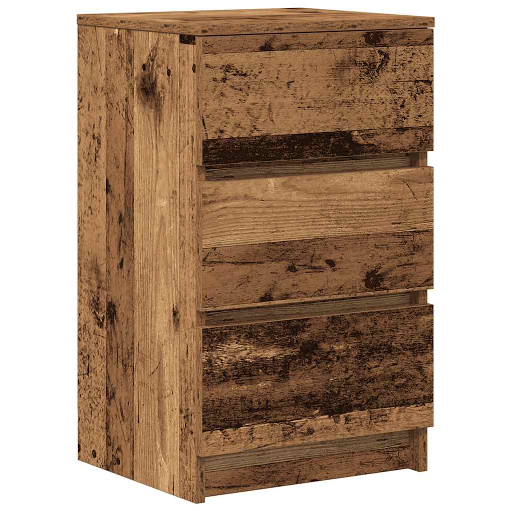 Noćni ormarić s 3 ladice staro drvo 39x35x65 cm