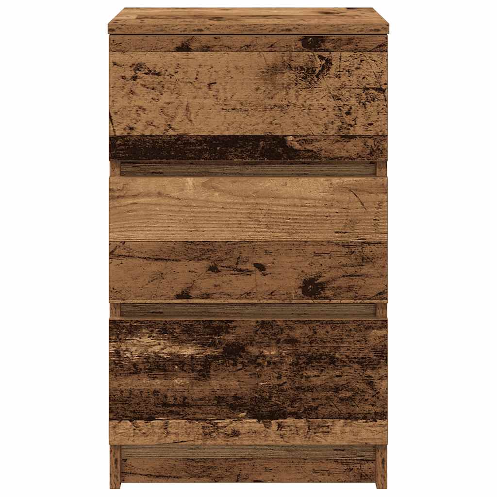 Noćni ormarić s 3 ladice staro drvo 39x35x65 cm