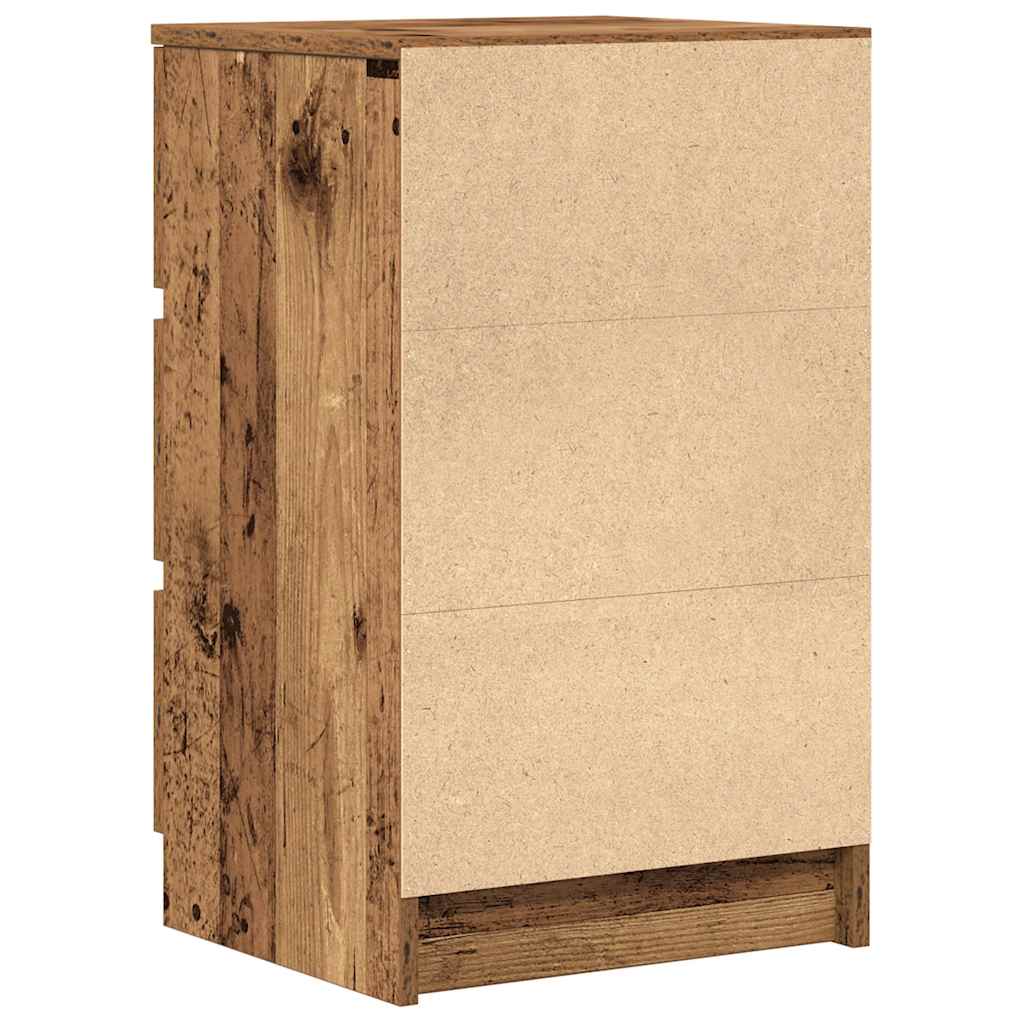 Noćni ormarić s 3 ladice staro drvo 39x35x65 cm
