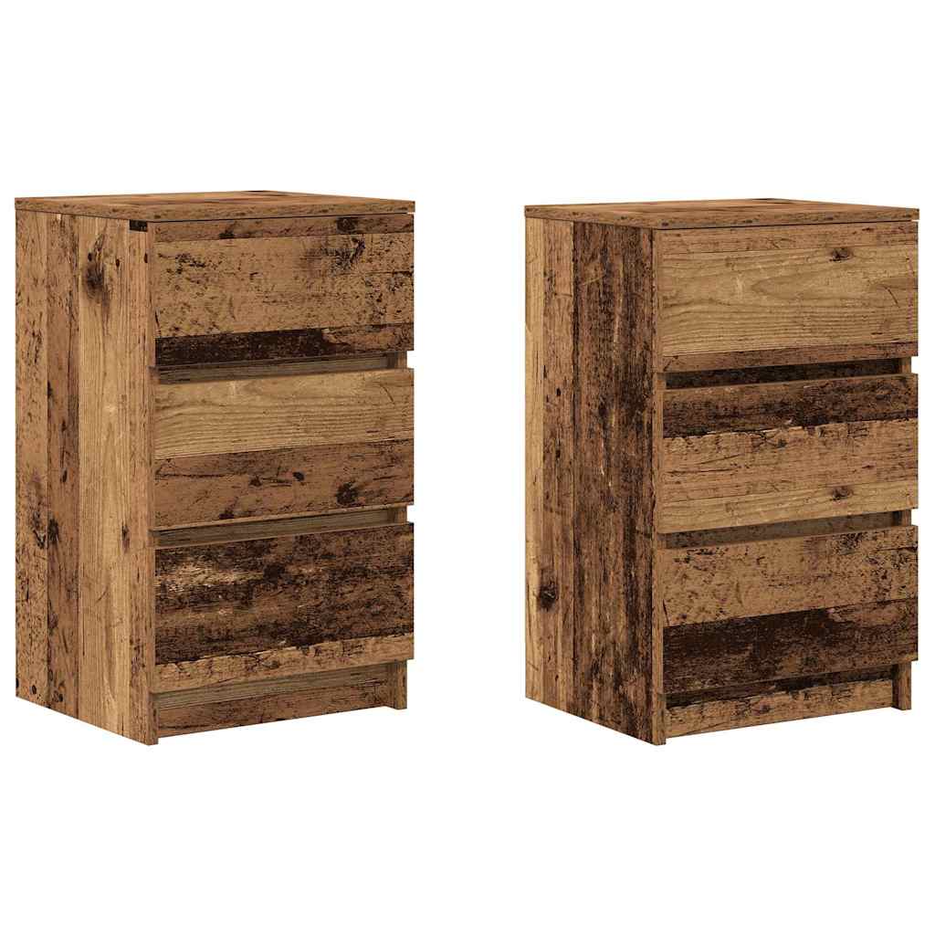 Noćni ormarići s 3 ladice 2 kom staro drvo 39x35x65 cm