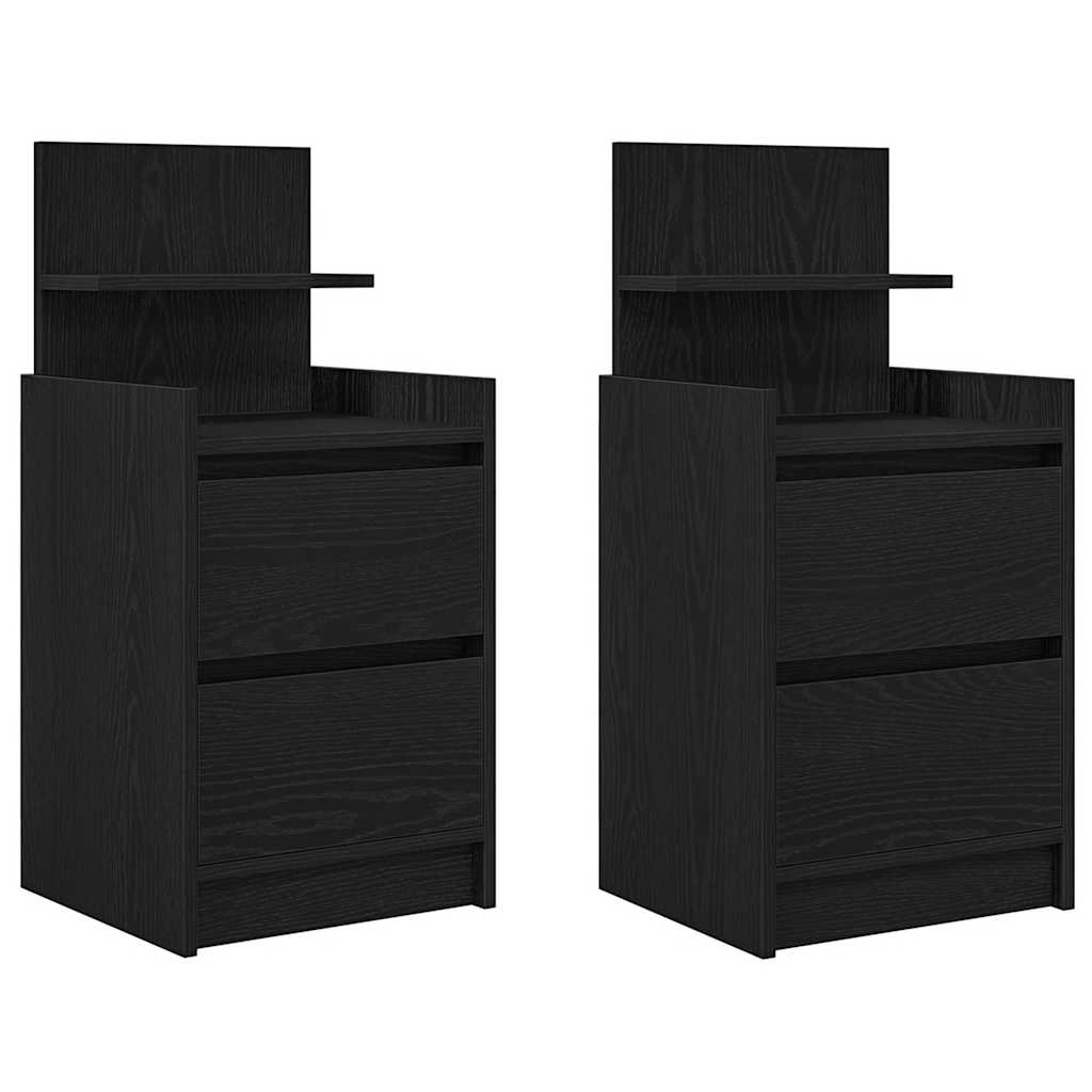 Noćni ormarići s 2 ladice 2 kom crni 38x34x80 cm