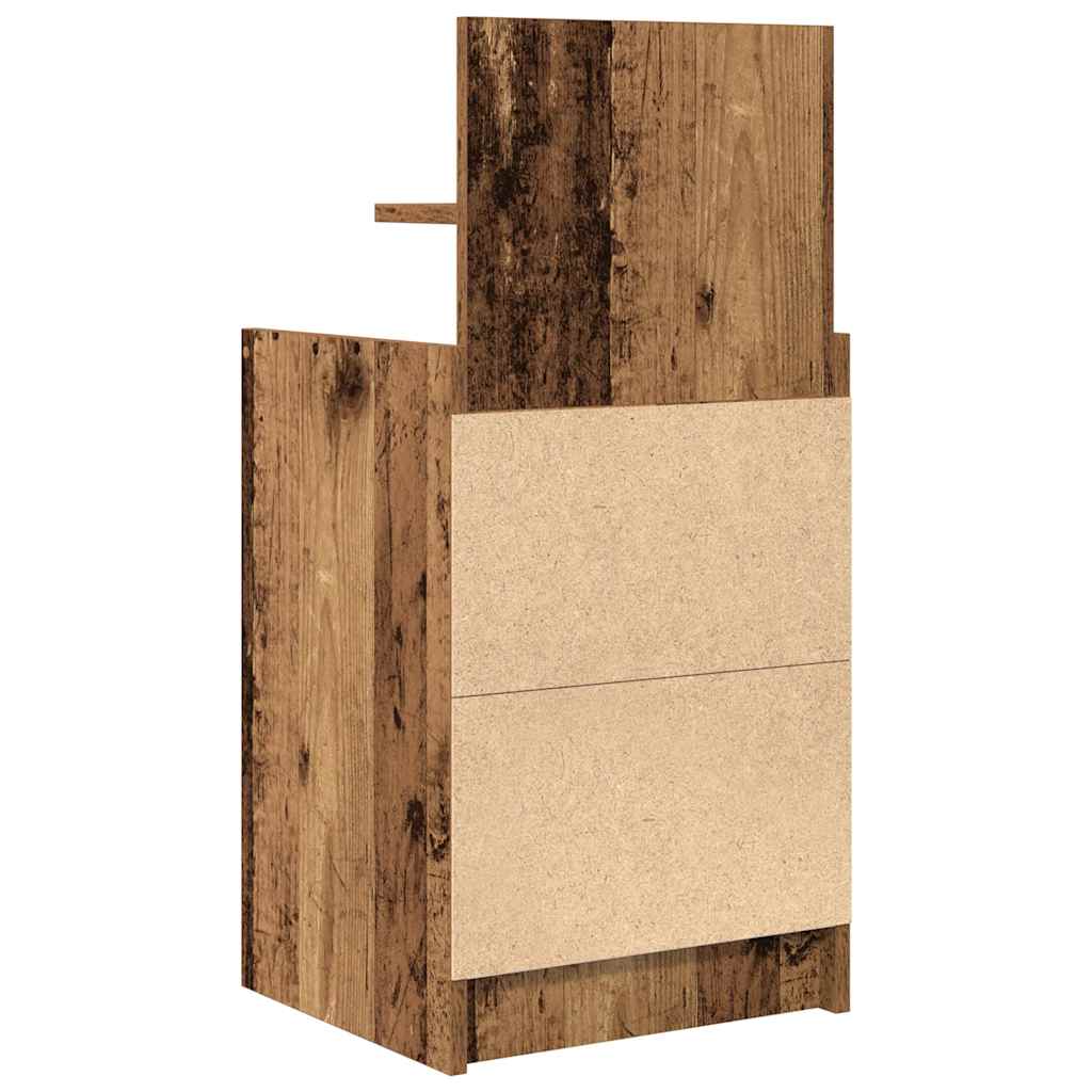 Noćni ormarić s 2 ladice staro drvo 38x34x80 cm