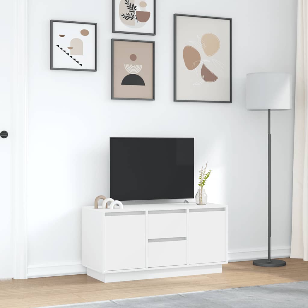 TV ormarić s LED svjetlima bijeli 100x41x50 cm