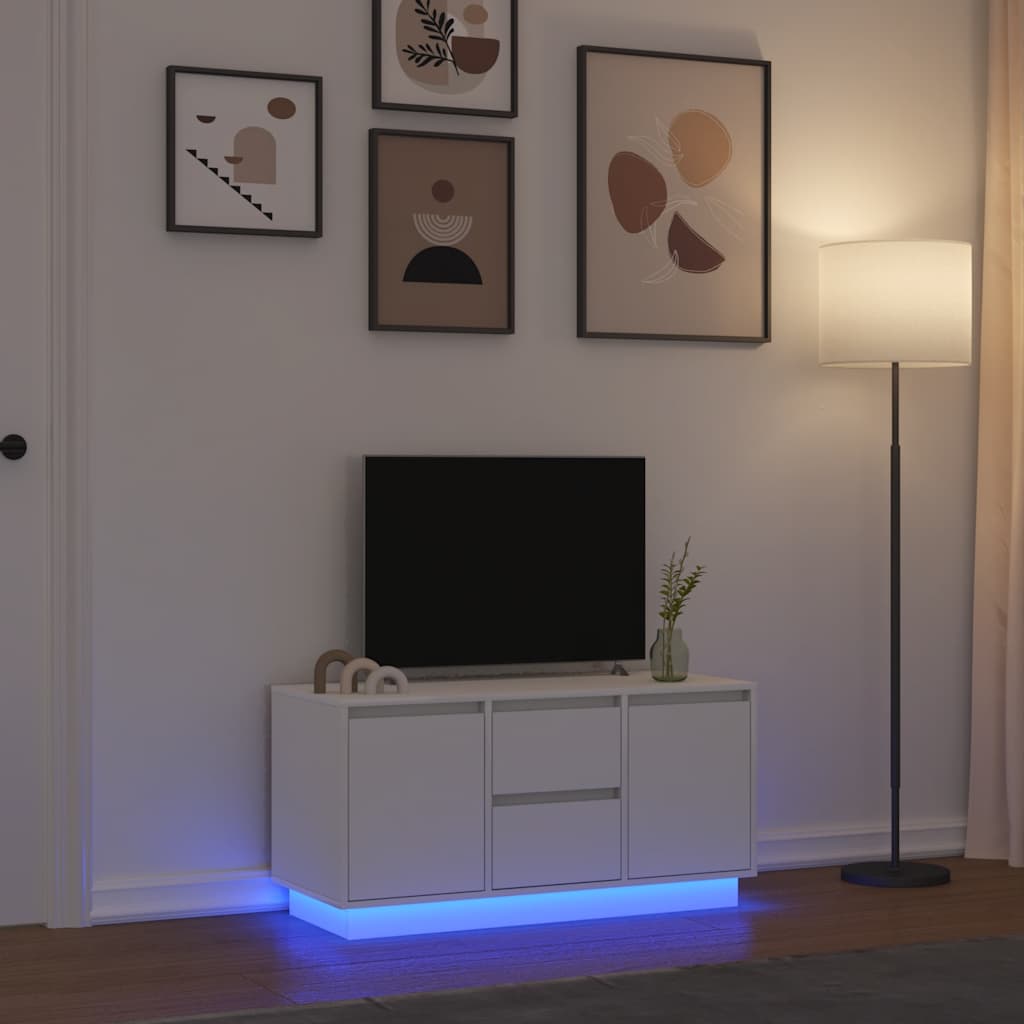 TV ormarić s LED svjetlima bijeli 100x41x50 cm