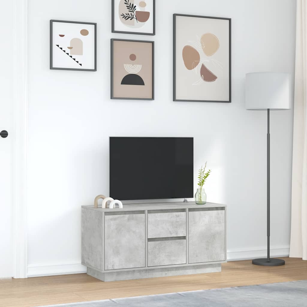 TV ormarić s LED svjetlima siva boja betona 100x41x50 cm