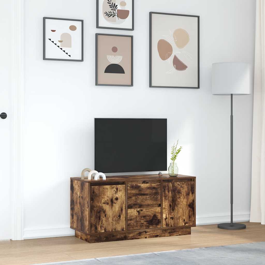 TV ormarić s LED svjetlima boja dimljenog hrasta 100x41x50 cm