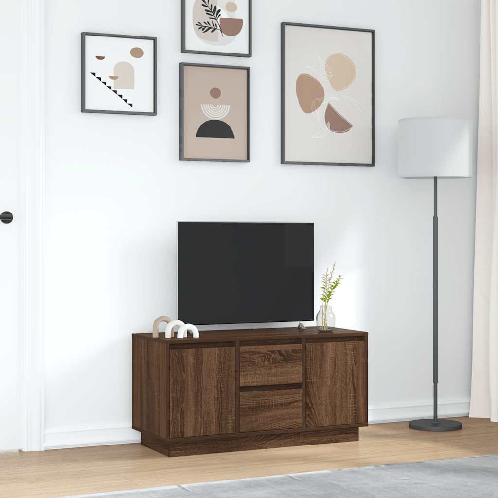 TV ormarić s LED svjetlima boja smeđeg hrasta 100x41x50 cm
