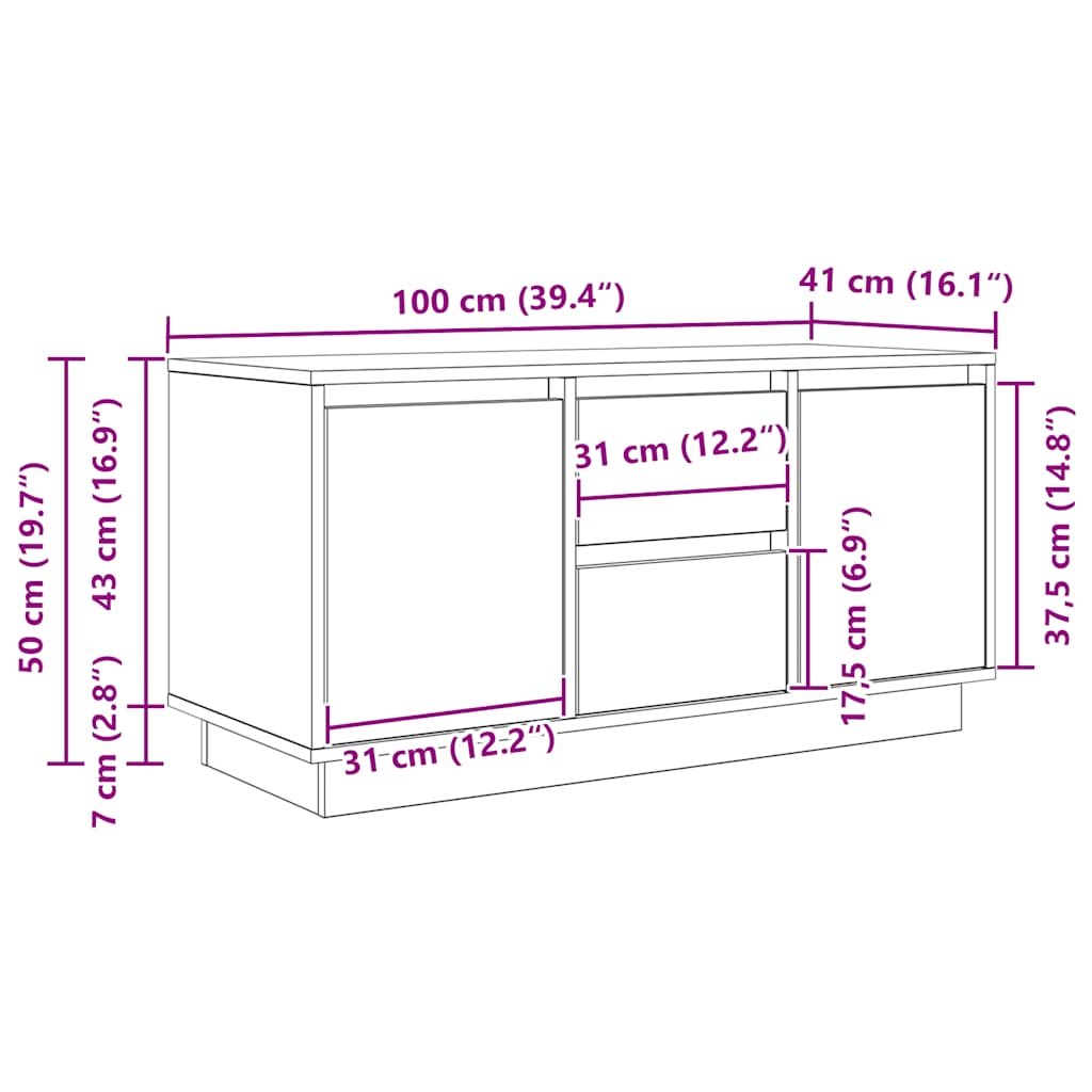 TV ormarići s LED svjetlima 2 kom boja drva 100x41x50 cm