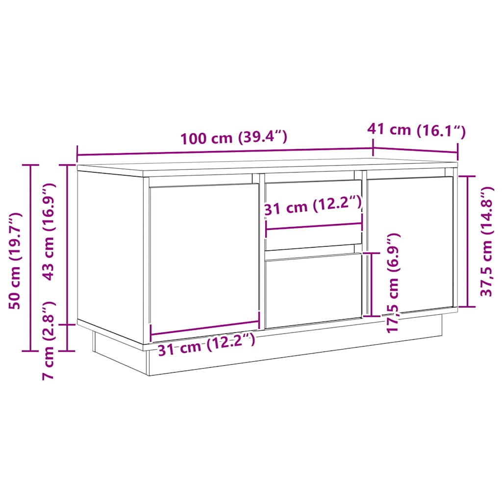 TV ormarić s LED svjetlima artisan hrast 100x41x50 cm
