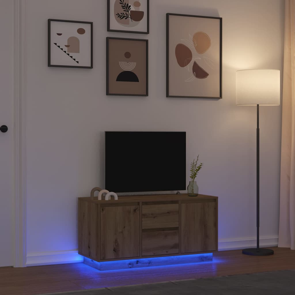 TV ormarić s LED svjetlima artisan hrast 100x41x50 cm