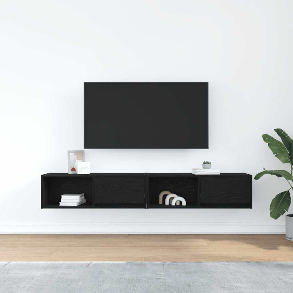 TV ormarići 2 kom crni hrast 80x31x25,5 cm konstruiranog drva