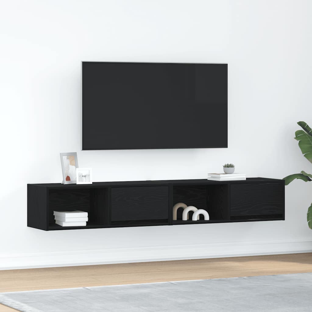 TV ormarići 2 kom crni hrast 80x31x25,5 cm konstruiranog drva