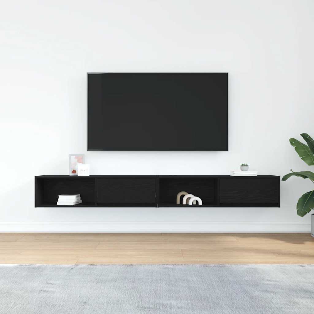 TV ormarići 2 kom crni hrast 100x31x25,5 cm konstruiranog drva