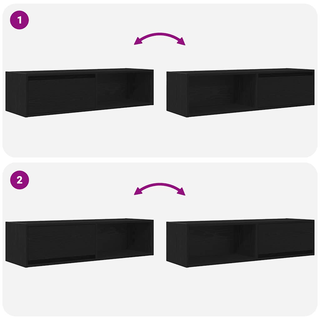 TV ormarići 2 kom crni hrast 100x31x25,5 cm konstruiranog drva
