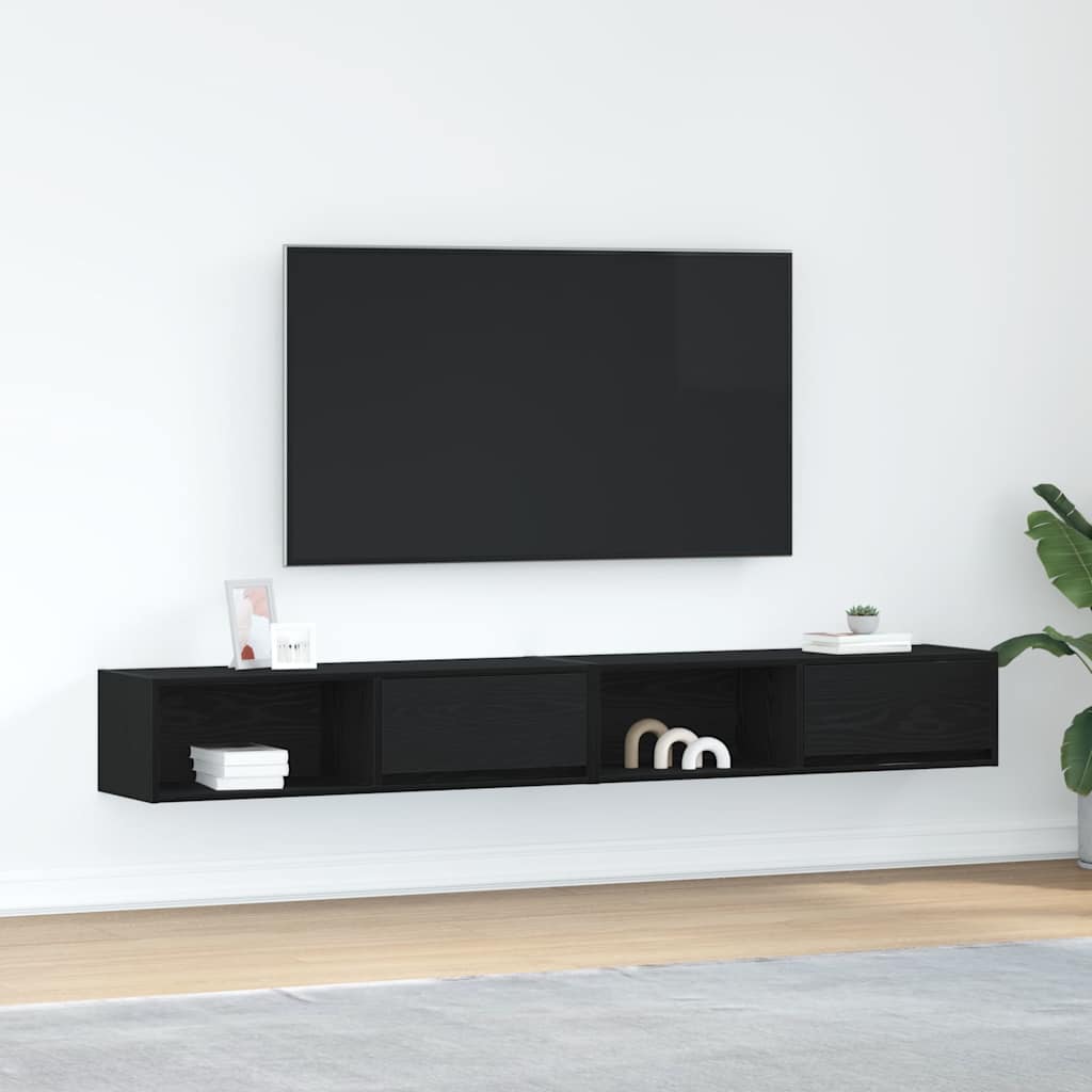 TV ormarići 2 kom crni hrast 100x31x25,5 cm konstruiranog drva
