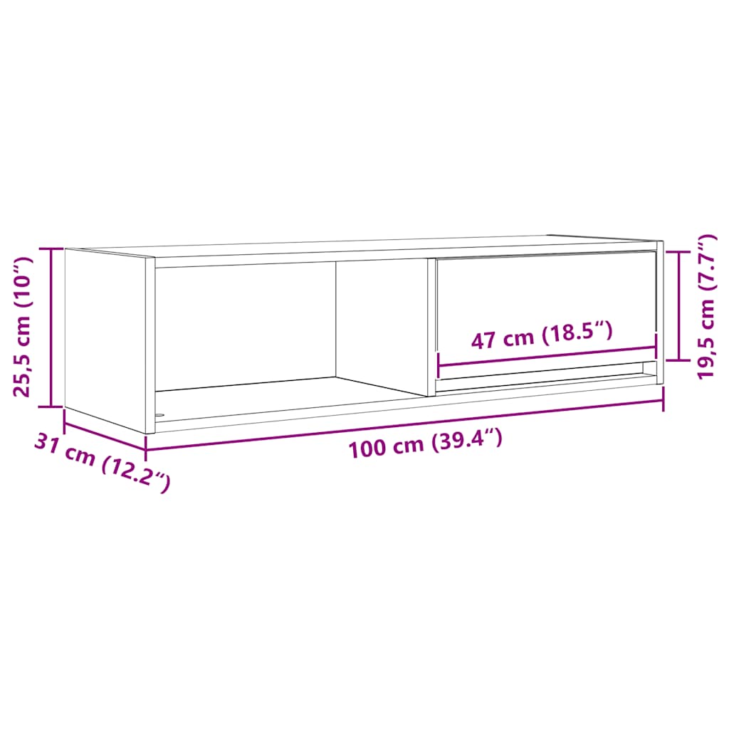 TV ormarić od iverice boja hrasta sonome 100x31x25,5 cm