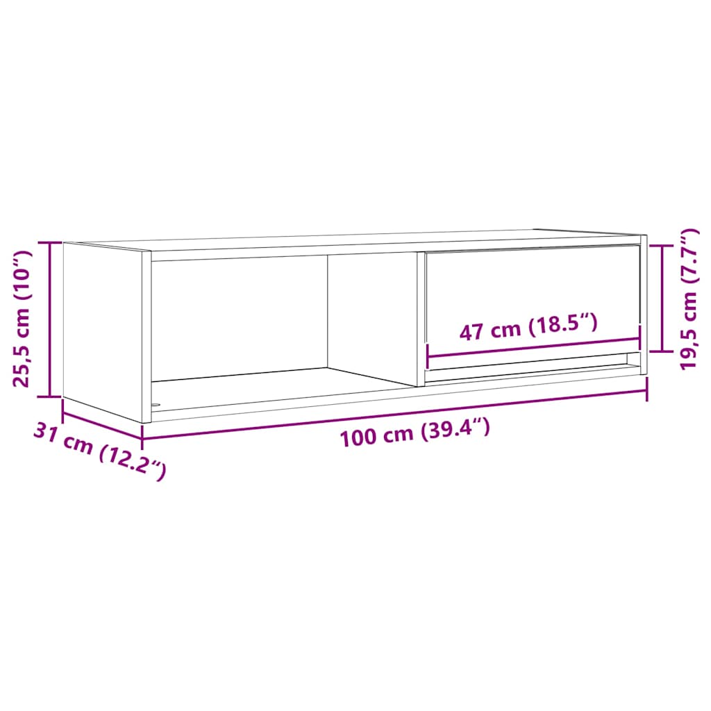 TV ormarići 2 kom boja dimljenog hrasta 100x31x25,5 cm drveni
