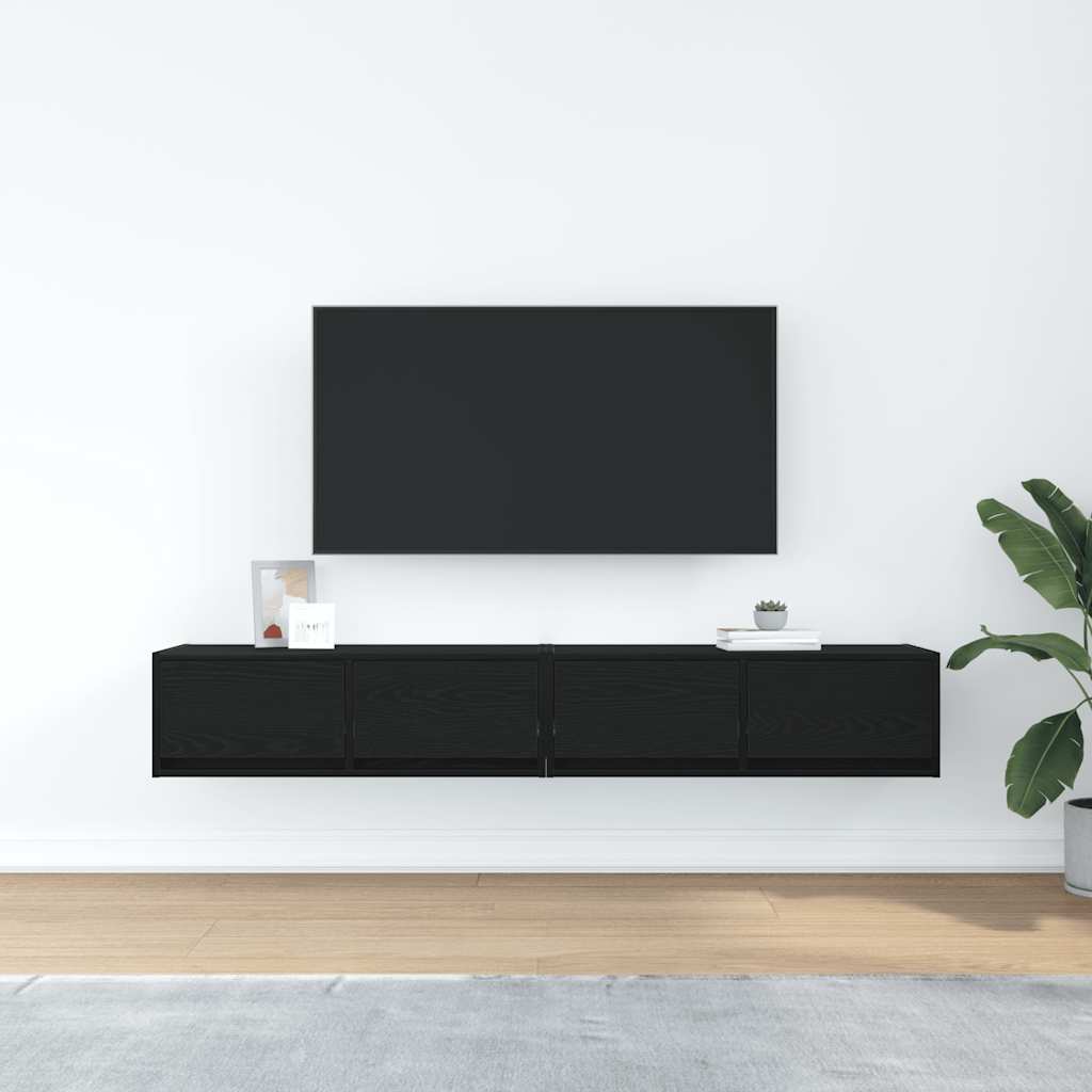 TV ormarići 2 kom crni hrast 80x31x25,5 cm konstruiranog drva