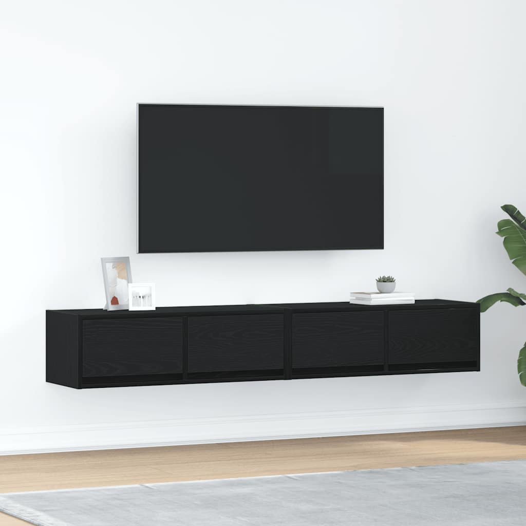 TV ormarići 2 kom crni hrast 80x31x25,5 cm konstruiranog drva