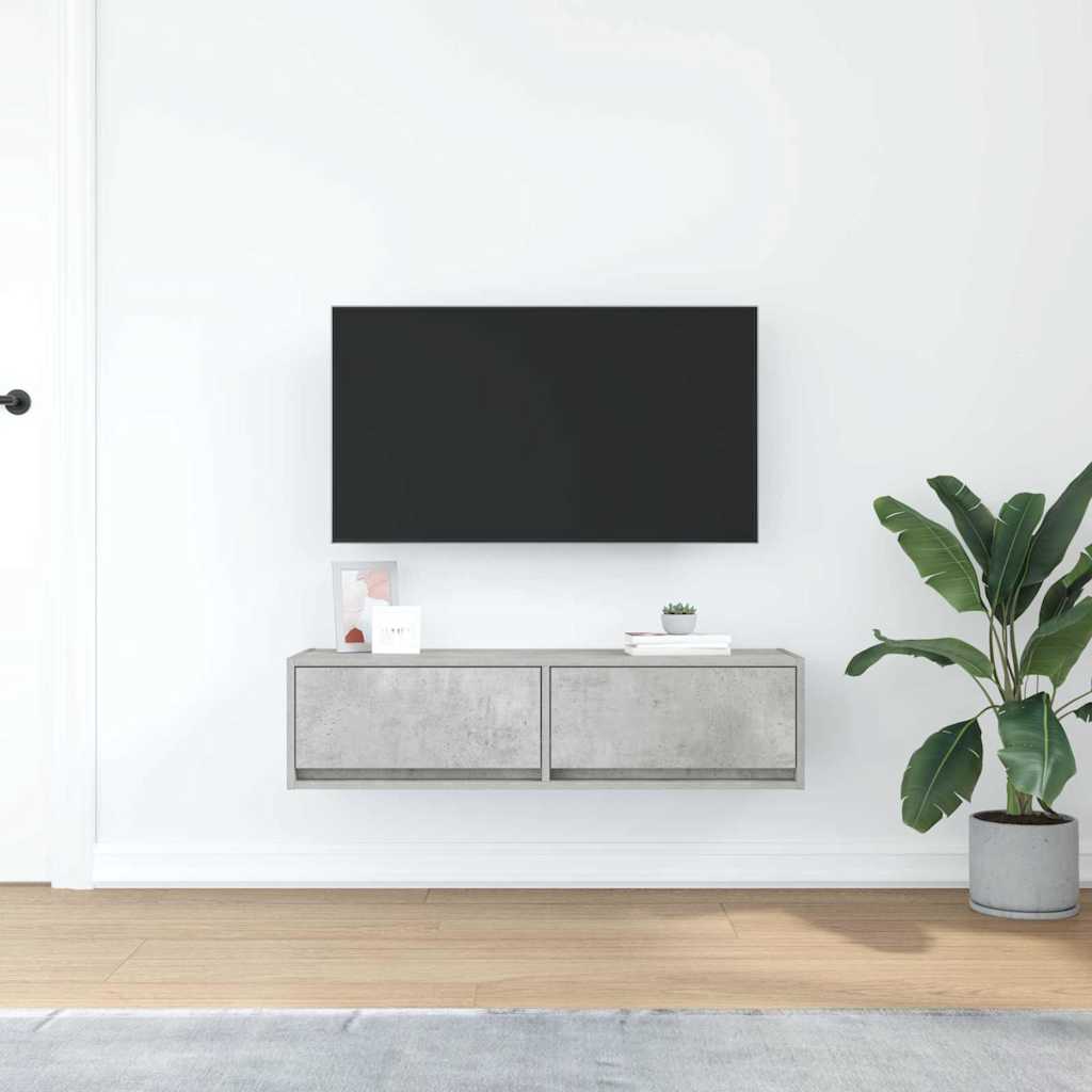 TV ormar Zidne Beton siva 100 x 31 x 25,5 cm Konstruirano drvo