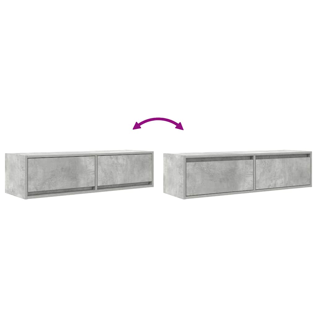 TV ormar Zidne Beton siva 100 x 31 x 25,5 cm Konstruirano drvo