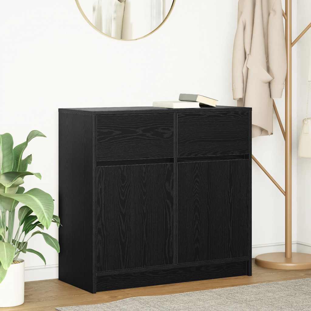 Komoda s ladicama crni hrast 80x34x76 cm konstruirano drvo