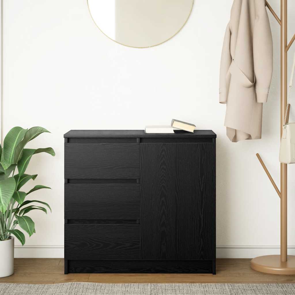 Komoda s ladicama crni hrast 71x35x65 cm konstruirano drvo
