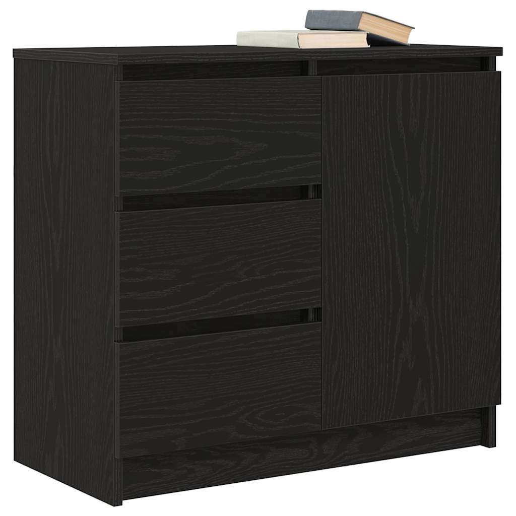 Komoda s ladicama crni hrast 71x35x65 cm konstruirano drvo