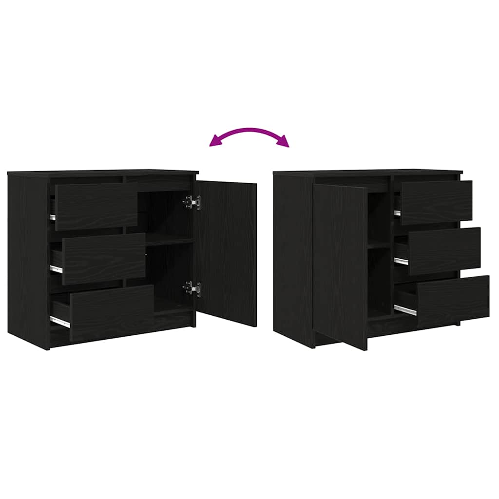 Komoda s ladicama crni hrast 71x35x65 cm konstruirano drvo