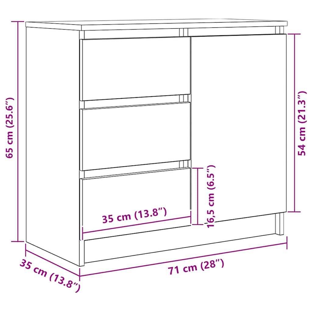 Komoda s ladicom siva sonoma 71x35x65 cm konstruirano drvo