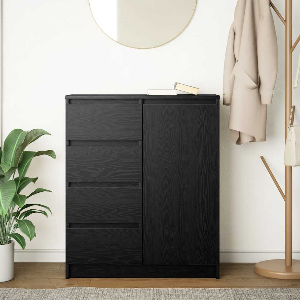 Komoda s ladicama crni hrast 71x35x84 cm konstruirano drvo