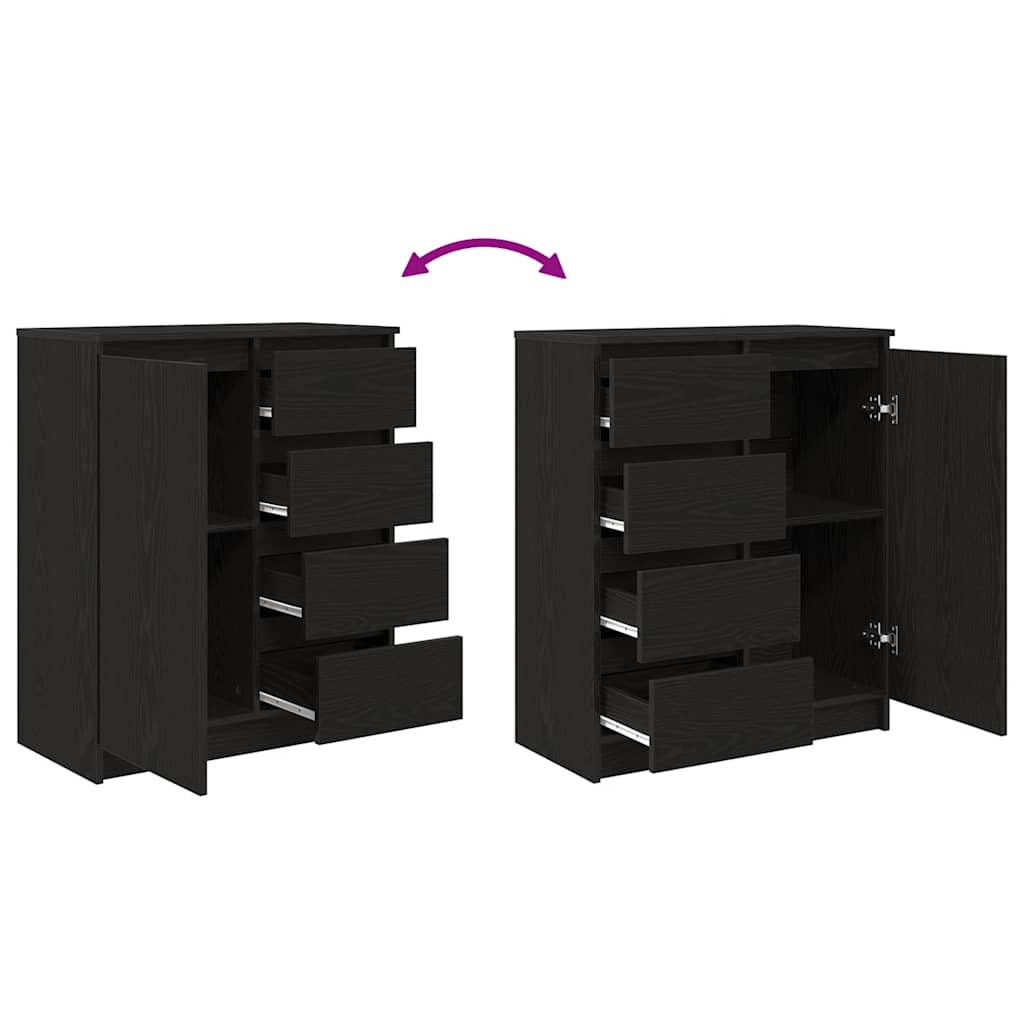 Komoda s ladicama crni hrast 71x35x84 cm konstruirano drvo