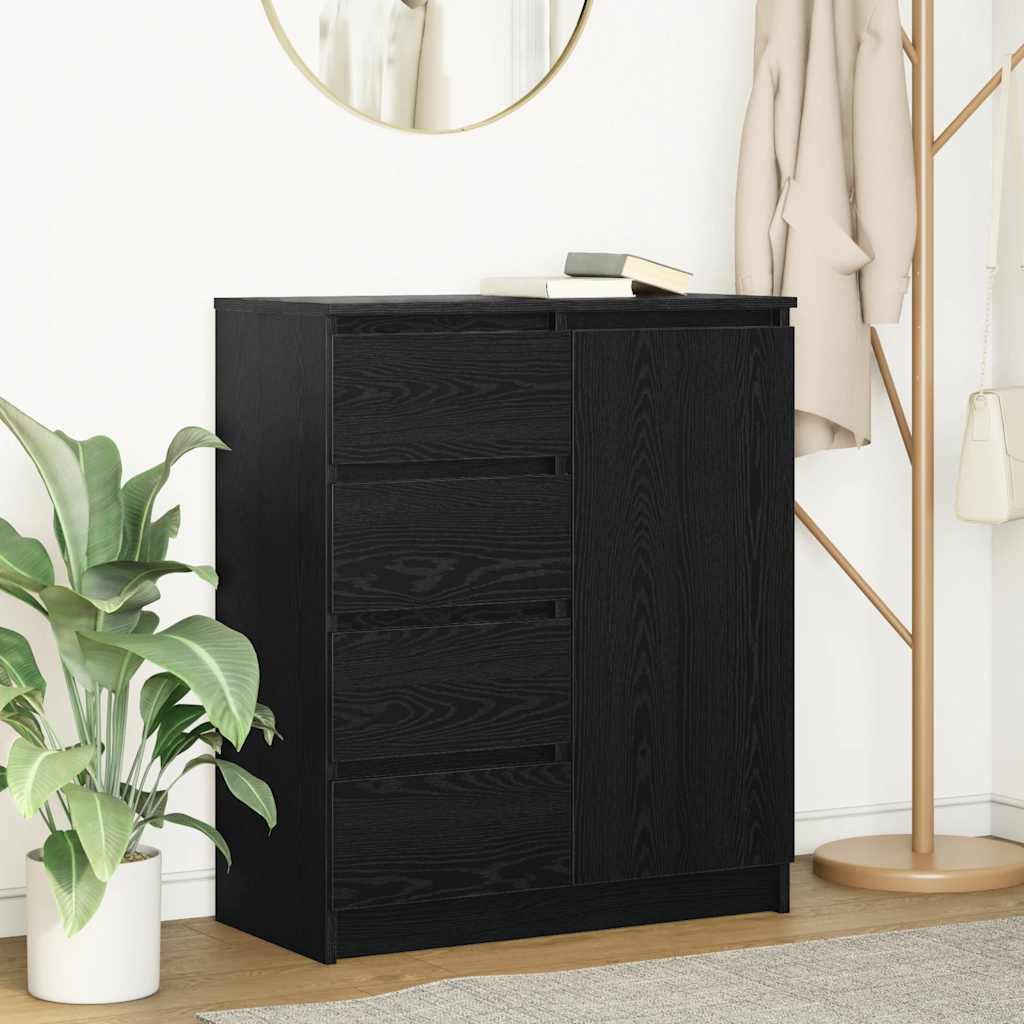 Komoda s ladicama crni hrast 71x35x84 cm konstruirano drvo
