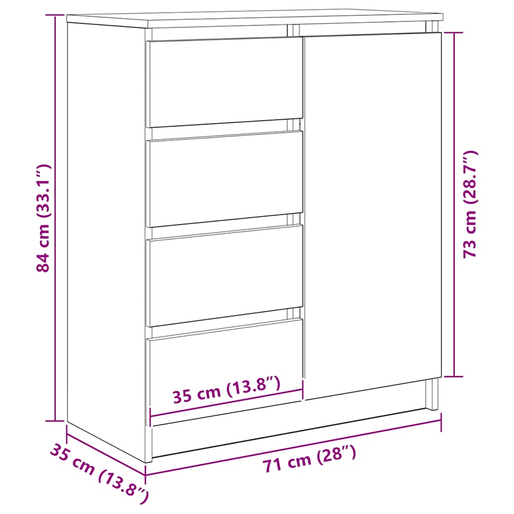 Komoda s ladicama Artisan hrast 71x35x84 cm izrađeno drvo