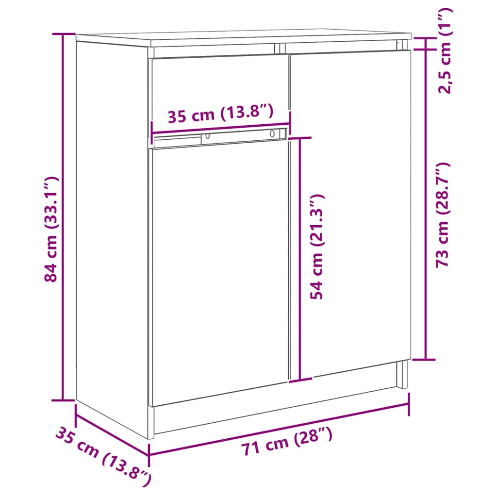 Komoda s ladicama bijela 71x35x84 cm konstruirano drvo