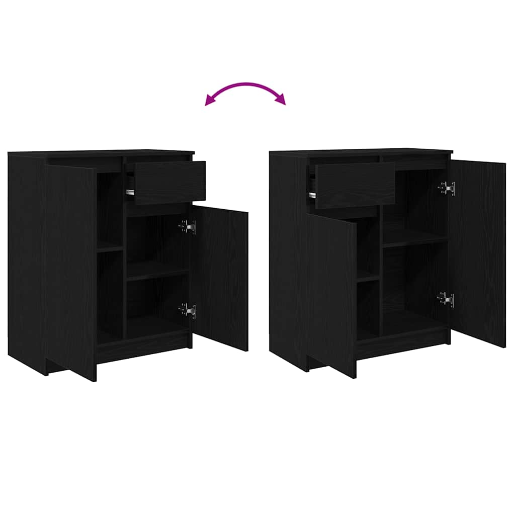 Komoda s ladicama crni hrast 71x35x84 cm konstruirano drvo