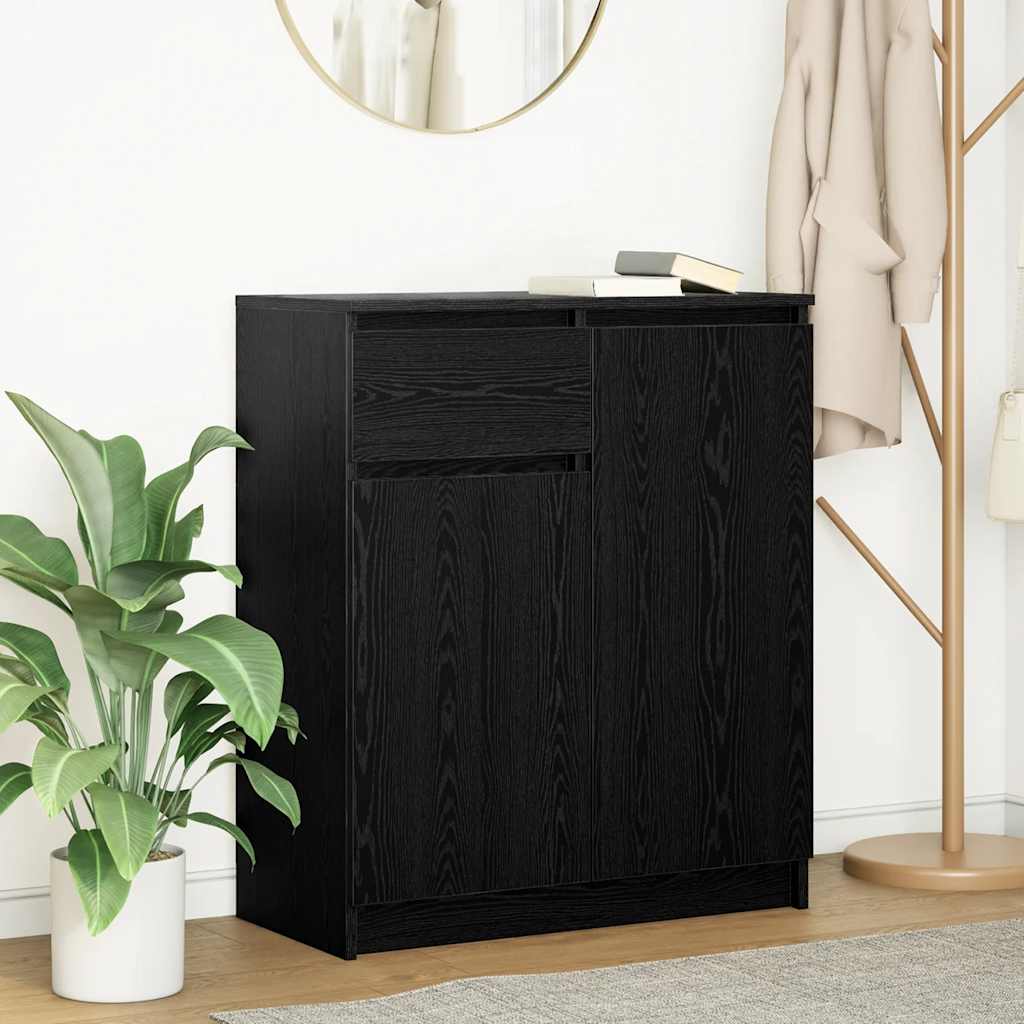 Komoda s ladicama crni hrast 71x35x84 cm konstruirano drvo