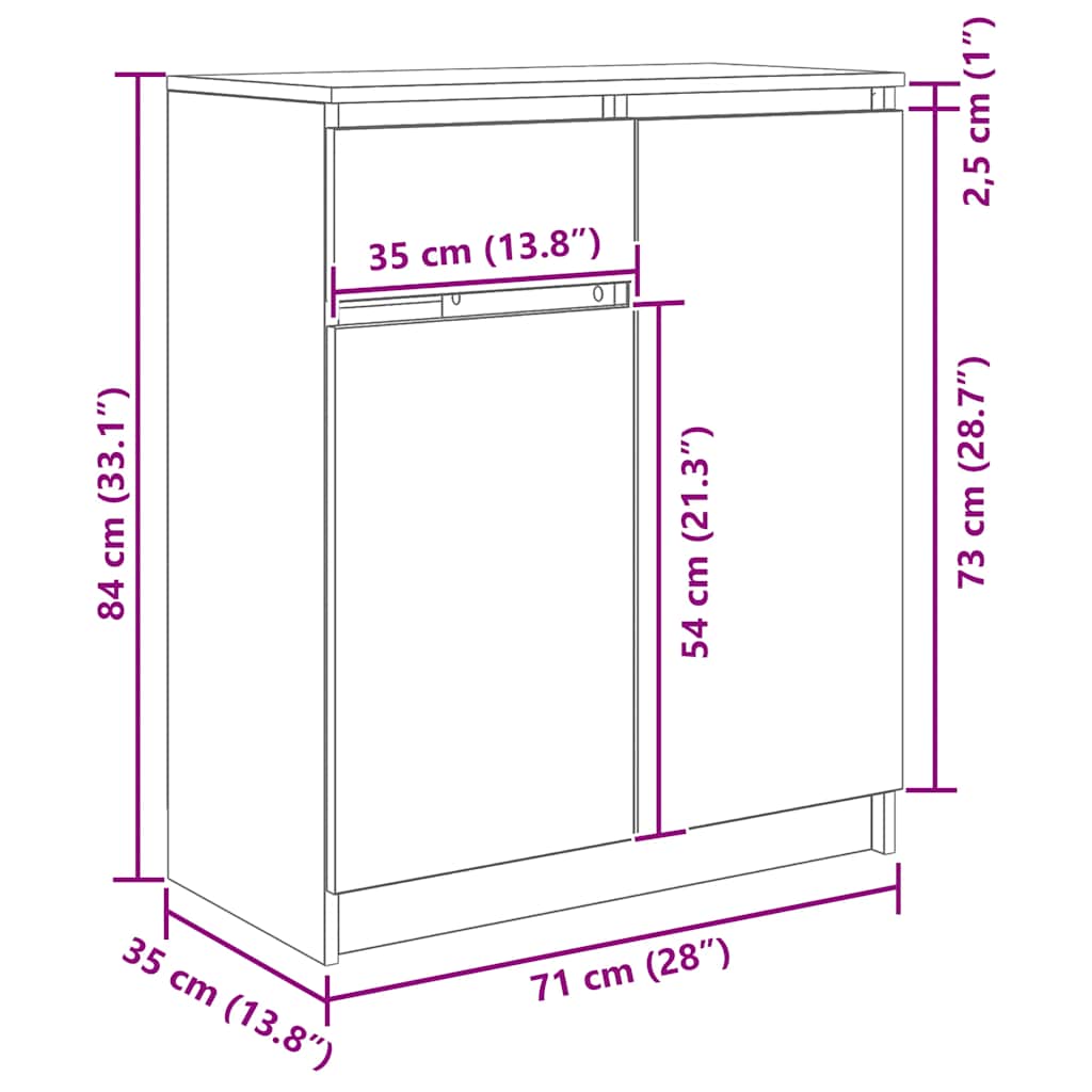 Komoda s ladicom siva sonoma 71x35x84 cm konstruirano drvo