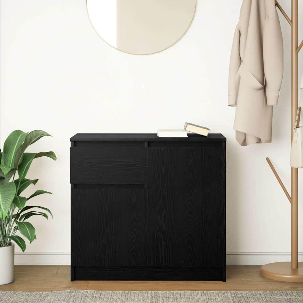 Komoda s ladicama crni hrast 71x35x65 cm konstruirano drvo