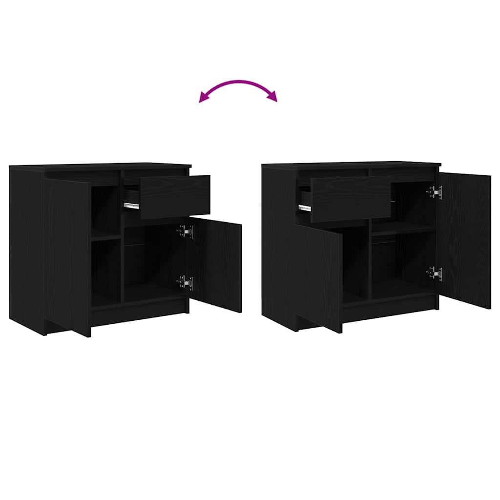 Komoda s ladicama crni hrast 71x35x65 cm konstruirano drvo