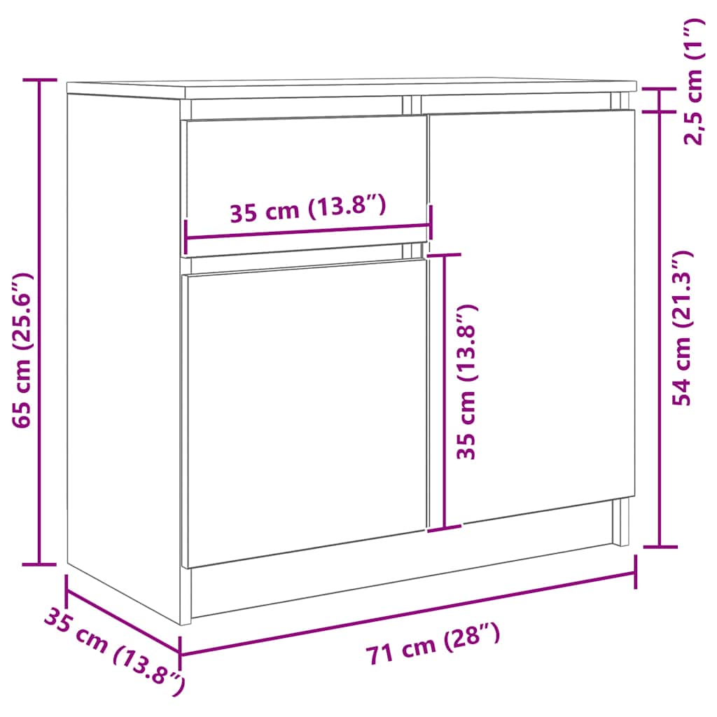 Komoda s ladicama staro drvo 71x35x65 cm konstruirano drvo