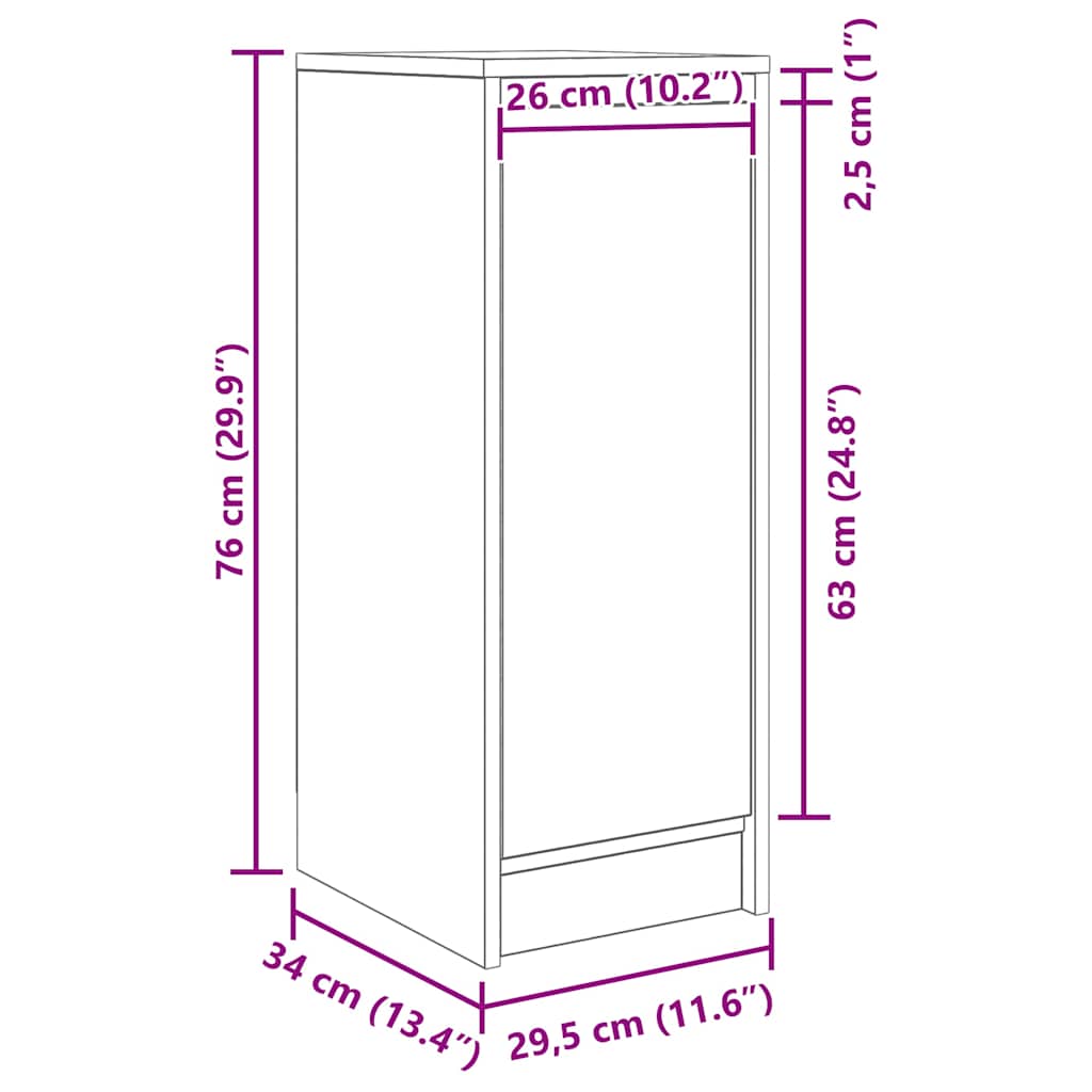 Komoda boja starog drva 29,5x34x76 cm konstruiranog drva