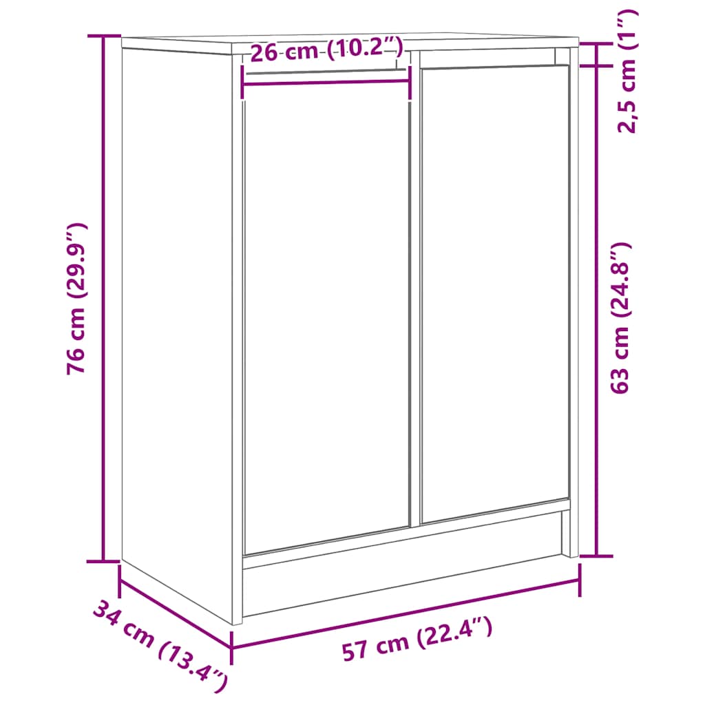 Komoda boja hrasta artisan 57x34x76 cm konstruirano drvo