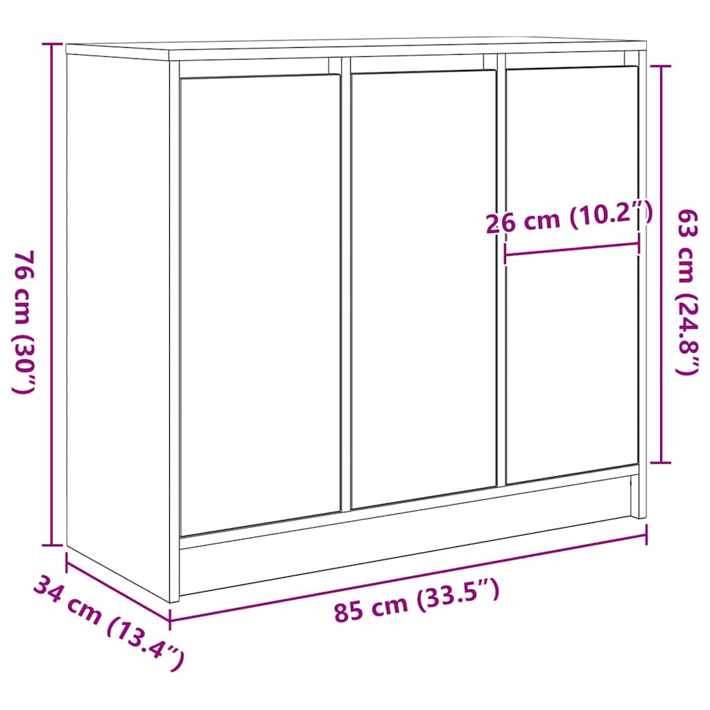 Komoda dimljeni hrast 85x34x76 cm od konstruiranog drva