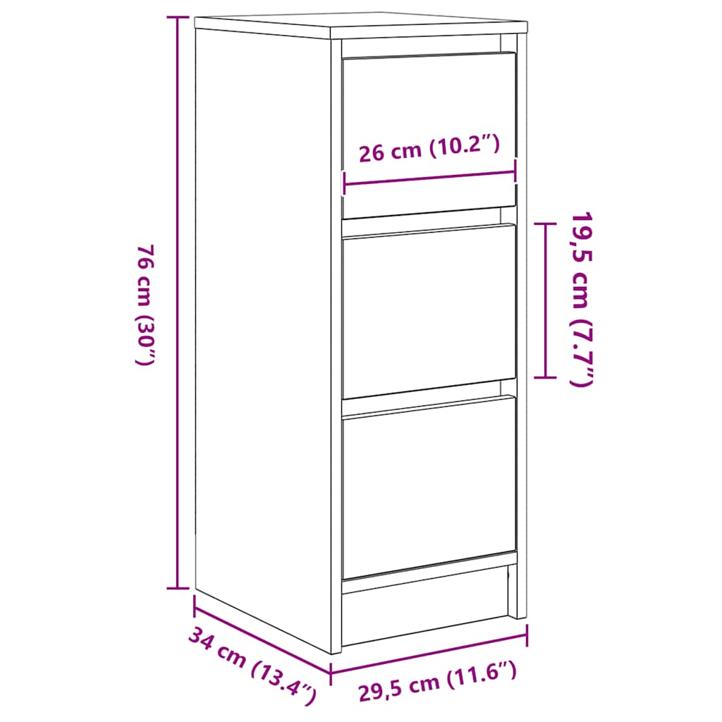 Komoda boja dimljenog hrasta 29,5x34x76 cm konstruirano drvo