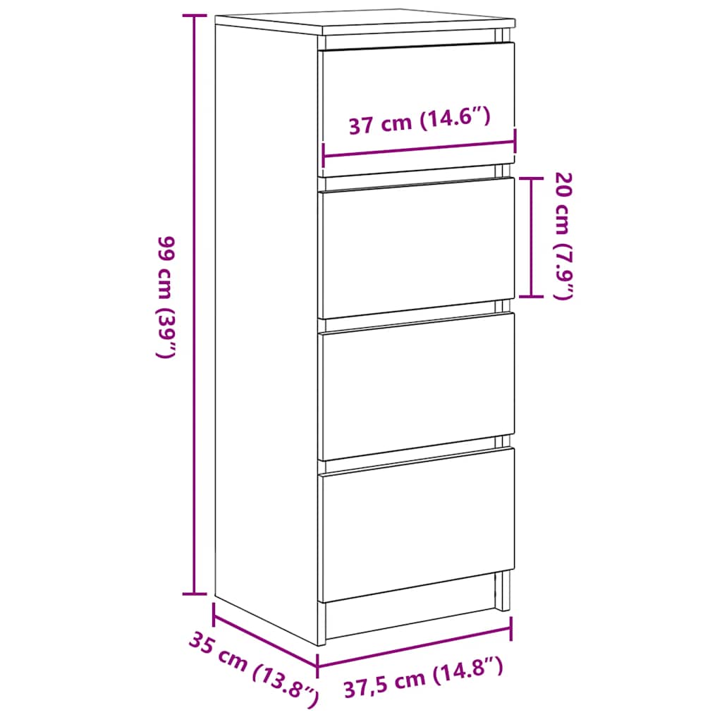 Komoda Artisan hrast 37,5x35x99 cm izrađeno drvo