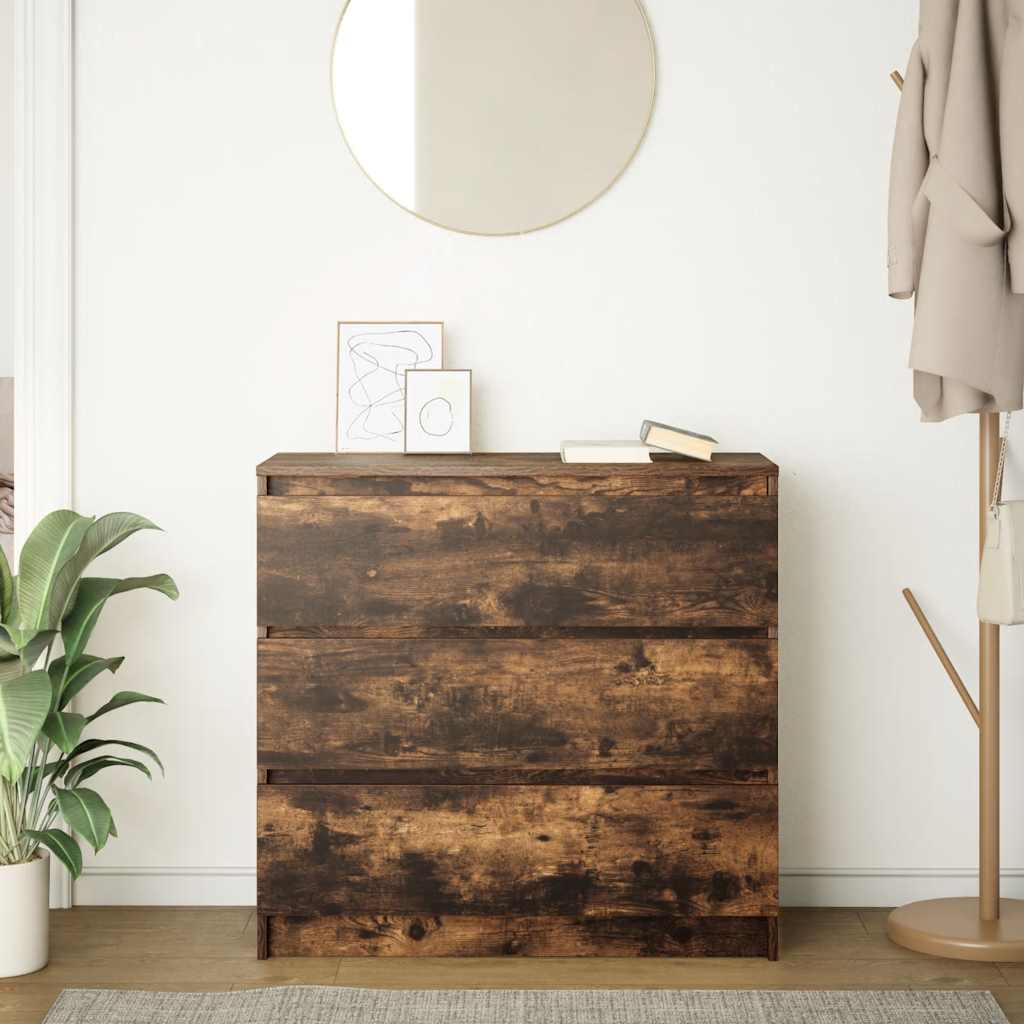 Komoda boja dimljenog hrasta 80x35x76 cm konstruirano drvo