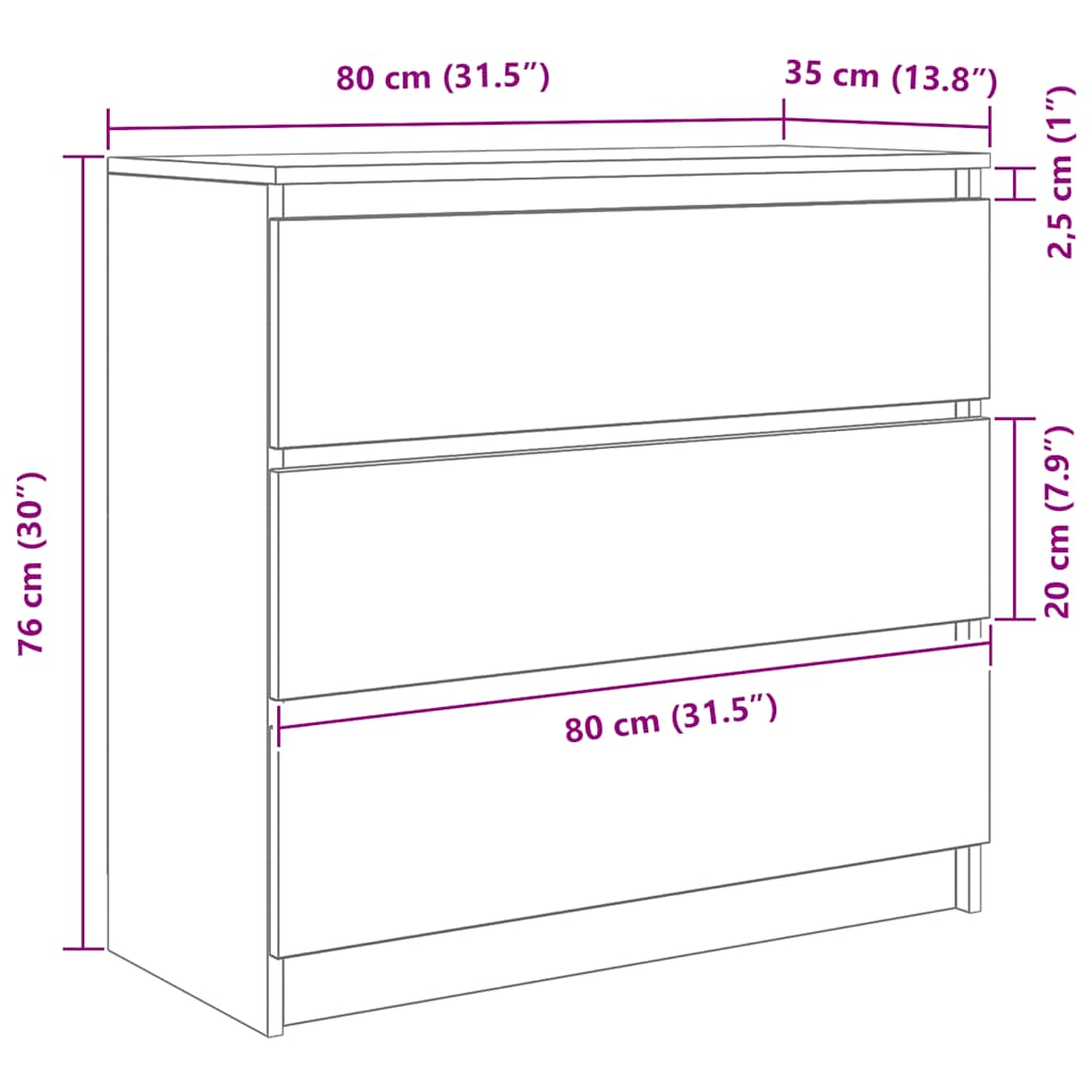 Komoda staro drvo 80x35x76 cm od konstruiranog drva