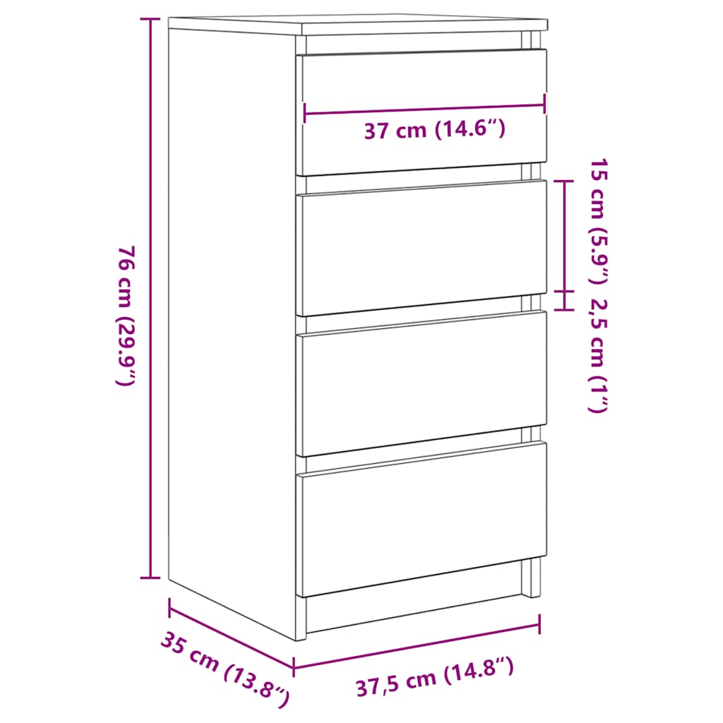 Komoda staro drvo 37,5x35x76 cm od konstruiranog drva